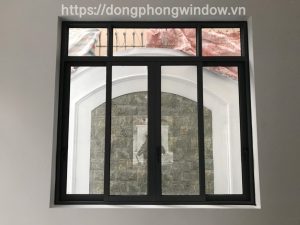 Cửa sổ nhôm 4 cánh màu đen