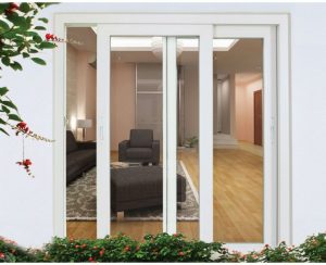 Cửa nhôm 2 cánh mở lùa màu trắng